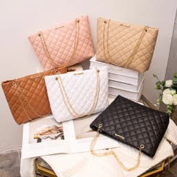 Fashion Sense Diamond Bags Large Bag Chain Bag Women's Large Capacity Shoulder Bag Senior Shoulder Women's Bag niche Soft Solid