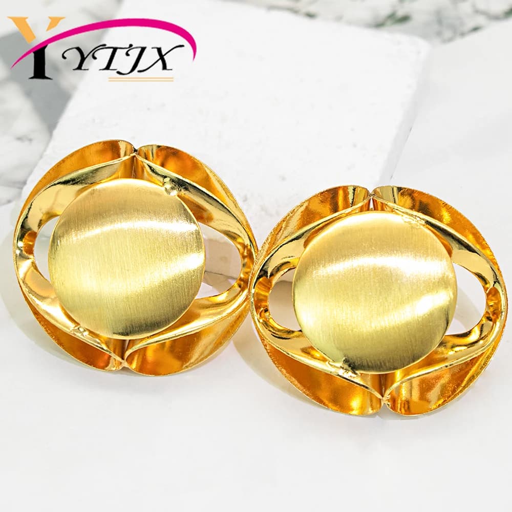 YTJX Design Gothic Drop Earrings 18K Gold Color Smooth Stud Earrings For Women Personality Statement Party Jewelry 2026 New