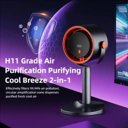 TINSOL New Bladeless Turbine Electric Fan, Portable Outdoor Camping Fan, with Timer Function, Suitable for Office and Home Use