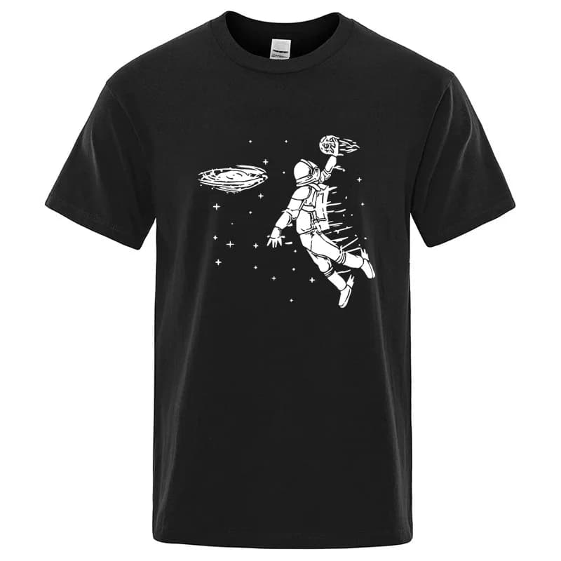 Summer Men T-shirt High Quality Blend Cotton Funny Astronaut Print Casual Loose Cool Men Casual Loose O-neck Men Tshirt Tee Top