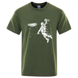 Summer Men T-shirt High Quality Blend Cotton Funny Astronaut Print Casual Loose Cool Men Casual Loose O-neck Men Tshirt Tee Top
