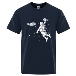 Summer Men T-shirt High Quality Blend Cotton Funny Astronaut Print Casual Loose Cool Men Casual Loose O-neck Men Tshirt Tee Top