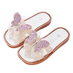 2026 Children's Summer Butterfly Knot Beach Sandals Plastic Slip-On Home Slippers Anti-Slip Beachwear Girls Flip Flops