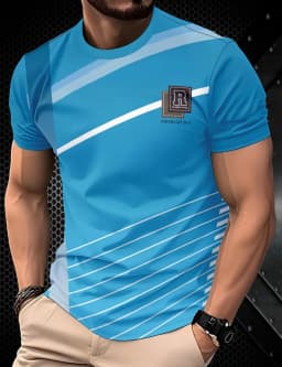 2026 Summer Men's T-Shirt Striped Geometric 3D Printed Fashion Short Sleeve Tees Casual Y2k Tops Loose Round Neck Men's Clothing