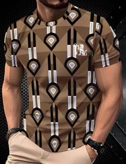 2026 Summer Men's T-Shirt Striped Geometric 3D Printed Fashion Short Sleeve Tees Casual Y2k Tops Loose Round Neck Men's Clothing