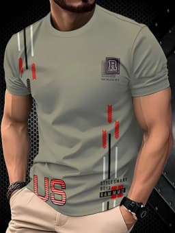 2026 Summer Men's T-Shirt Striped Geometric 3D Printed Fashion Short Sleeve Tees Casual Y2k Tops Loose Round Neck Men's Clothing