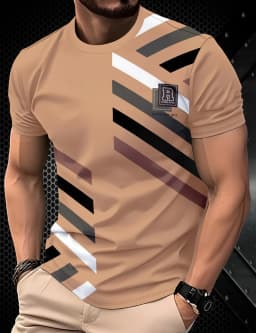 2026 Summer Men's T-Shirt Striped Geometric 3D Printed Fashion Short Sleeve Tees Casual Y2k Tops Loose Round Neck Men's Clothing