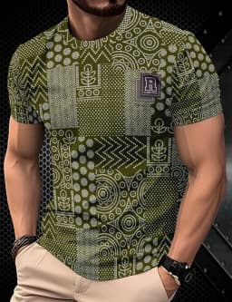2026 Summer Men's T-Shirt Striped Geometric 3D Printed Fashion Short Sleeve Tees Casual Y2k Tops Loose Round Neck Men's Clothing