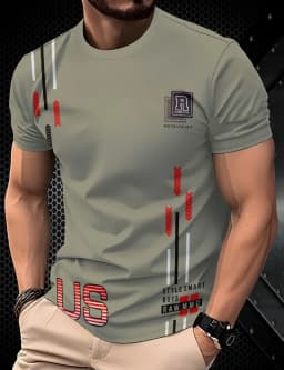 2026 Summer Men's T-Shirt Striped Geometric 3D Printed Fashion Short Sleeve Tees Casual Y2k Tops Loose Round Neck Men's Clothing