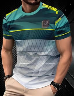 2026 Summer Men's T-Shirt Striped Geometric 3D Printed Fashion Short Sleeve Tees Casual Y2k Tops Loose Round Neck Men's Clothing
