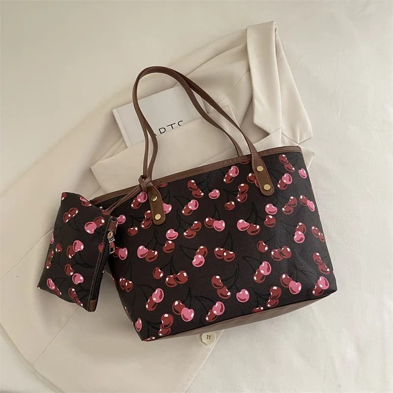 2026 New Printed Tote Bag for Women Large Capacity Casual Shoulder Bag Fashion 2pcs Set Handbag