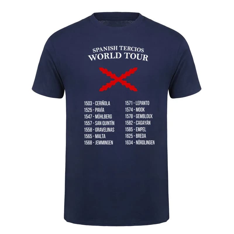 Batallas De Los Tercios Spanish Tercios World Tour T Shirt Cotton Short Sleeve O-Neck T-shirt Casual Unisex Top DY-417
