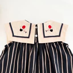 Girls' Striped Embroidered Lapel Sleeveless Dress, Spring and Autumn Circus Pattern Princess Dress, Retro Style Children's Dress