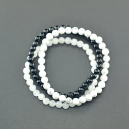 6mm White Jade Natural Stone Beads Bracelet for Women 3 Pcs/Set Howlite Obsidian Jewelry Set Minimalist Style Gift Bundle Sale