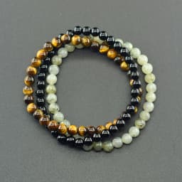 6mm White Jade Natural Stone Beads Bracelet for Women 3 Pcs/Set Howlite Obsidian Jewelry Set Minimalist Style Gift Bundle Sale