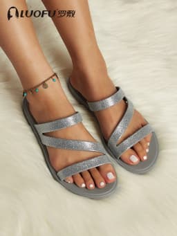 New Luofu Fashionable Summer Women's Slippers, Comfortable Rubber Midsole Outdoor Casual Sandals, Beach Shoes, Non-Slip Home Shoes, Outdoor Pvc Eco-Friendly Slippers, Non-Slip Sandals
