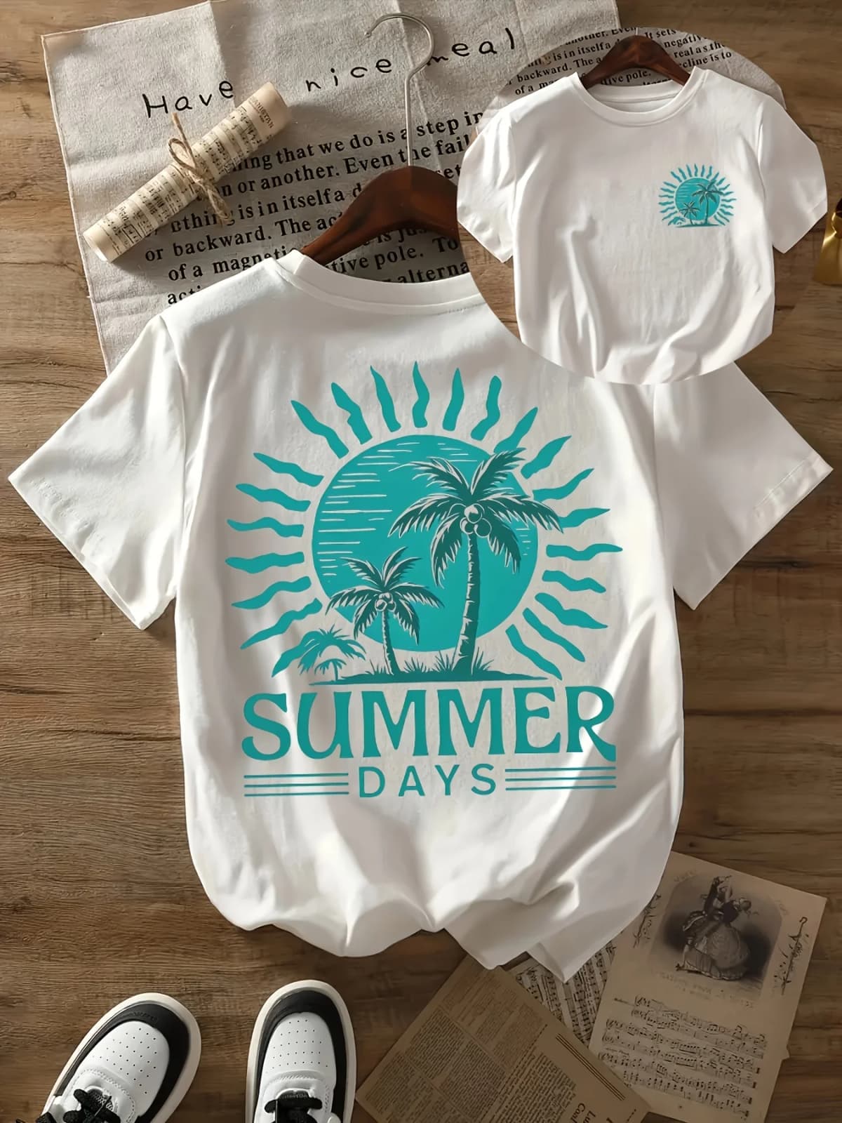 Women'S White T-Shirt Tropical Beach Holiday Tee Featuring Days Text and A Palm Tree Design Harajuku Sleeve Aesthetic Clothes