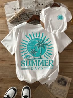 Women'S White T-Shirt Tropical Beach Holiday Tee Featuring Days Text and A Palm Tree Design Harajuku Sleeve Aesthetic Clothes