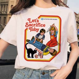 Let's Summon Demons Aesthetics T shirt Women Summer Casual Harajuku Cartoon Print Satan Short Sleeve Tops Camiseta Streetwear