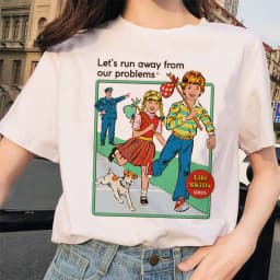 Let's Summon Demons Aesthetics T shirt Women Summer Casual Harajuku Cartoon Print Satan Short Sleeve Tops Camiseta Streetwear