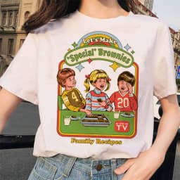 Let's Summon Demons Aesthetics T shirt Women Summer Casual Harajuku Cartoon Print Satan Short Sleeve Tops Camiseta Streetwear