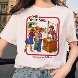 Let's Summon Demons Aesthetics T shirt Women Summer Casual Harajuku Cartoon Print Satan Short Sleeve Tops Camiseta Streetwear