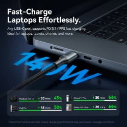 Vention 140W Cable USB C to Type C 2-in-1 PD3.1 Fast Charging Cord USB-C to Dual Type-C Wire for Laptop Tablet iphone 17 Samsung