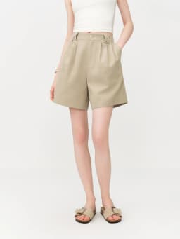 FSLE 2026 Summer Women's Linen Blend Classic Casual Shorts - Solid Color Regular Fit Versatile Bottom for Office and Daily Wear