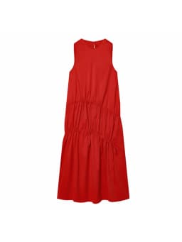 Women New Summer Sleeveless O-neck Long Dress Women's French Style Loose Vintage Bow Midi Dress Female Beach Dress Vestido