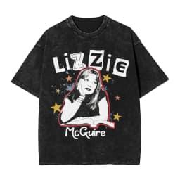 Hipster Lizzies Cartoon McGuires T-Shirt for Men Round Collar Pure Cotton Washed Short Sleeve Tee Shirt Big Size Clothing