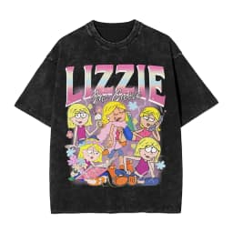 Hipster Lizzies Cartoon McGuires T-Shirt for Men Round Collar Pure Cotton Washed Short Sleeve Tee Shirt Big Size Clothing