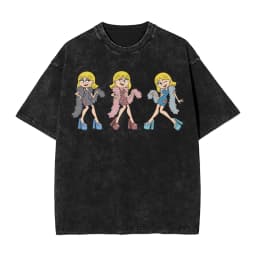 Hipster Lizzies Cartoon McGuires T-Shirt for Men Round Collar Pure Cotton Washed Short Sleeve Tee Shirt Big Size Clothing