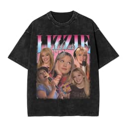 Hipster Lizzies Cartoon McGuires T-Shirt for Men Round Collar Pure Cotton Washed Short Sleeve Tee Shirt Big Size Clothing