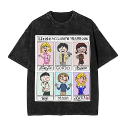 Hipster Lizzies Cartoon McGuires T-Shirt for Men Round Collar Pure Cotton Washed Short Sleeve Tee Shirt Big Size Clothing