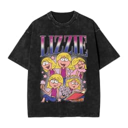 Hipster Lizzies Cartoon McGuires T-Shirt for Men Round Collar Pure Cotton Washed Short Sleeve Tee Shirt Big Size Clothing
