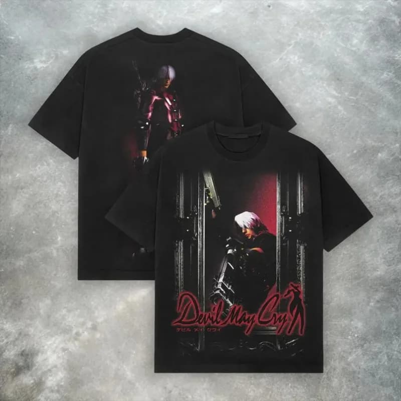 Vintage Devil May Cry Horror Video Game Y2K Retro T Shirt Women's Men Cotton Tee Summer Spring Oversized Novelty Streetwear Top
