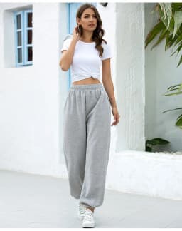 Comfortable High Waist Sweatpants for Women Stretchy and Soft Everyday Pants with Elastic Waistband
