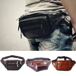 Men's Waist Pack PU Leather Bag Waist Belt Bag Male Artificial Leather Fanny Pack Fashion Luxury Small Shoulder Bags For Men