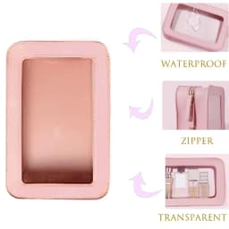 Clear and Waterproof Makeup Bag Portable Travel Cosmetic Case Organizer for Women Toiletry Pouch with Transparent Vinyl Windows