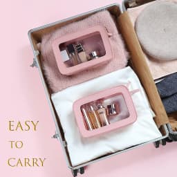 Clear and Waterproof Makeup Bag Portable Travel Cosmetic Case Organizer for Women Toiletry Pouch with Transparent Vinyl Windows