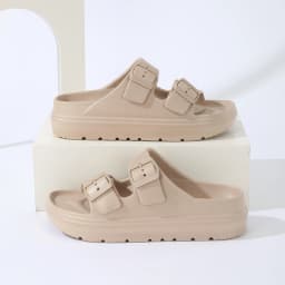 Men's High-End Thick-Soled Slippers, Women's New Summer Style Outdoor Sandals with Double Straps, Non-Slip, Breathable, Soft-Soled Beach Shoes