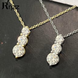 Rrjzz Brilliant D-Color Round 4mm&5mm&6mm Full Moissanite Diamond Three Stone Pendant Necklace for Women Birthday Jewelry Gifts