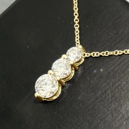 Rrjzz Brilliant D-Color Round 4mm&5mm&6mm Full Moissanite Diamond Three Stone Pendant Necklace for Women Birthday Jewelry Gifts