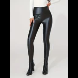 High-Waist Faux Leather Pants Yoga Casual Trousers High Elasticity Four-Season Wearable Long Pants Base Layer Pants