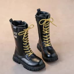 Elegant Zipper Baby Girl Casual Fashion Boots Autumn/winter Round Toe Warm Thick Sole Lace Comfortable Children's Midsole Boots