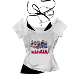 Bang Dream crop top gothic Slim Fit Cute 2025 Streetwear Fairy cute coquette 2000s woman top