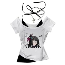 Bang Dream crop top gothic Slim Fit Cute 2025 Streetwear Fairy cute coquette 2000s woman top