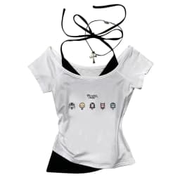Bang Dream crop top gothic Slim Fit Cute 2025 Streetwear Fairy cute coquette 2000s woman top