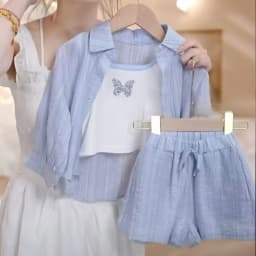 Girls Beach Party Outfit 2 Piece Summer Set Sleeveless Top + Skirt Holiday