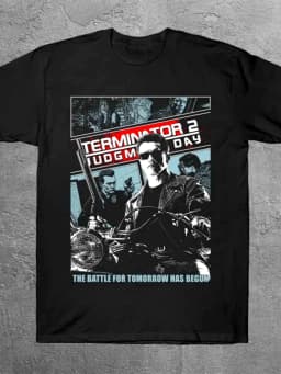 Men's Terminator 2 Judgment Day Graphic T-Shirt - 100% Cotton Black Crew Neck Short Sleeve Tee with Iconic Movie Print